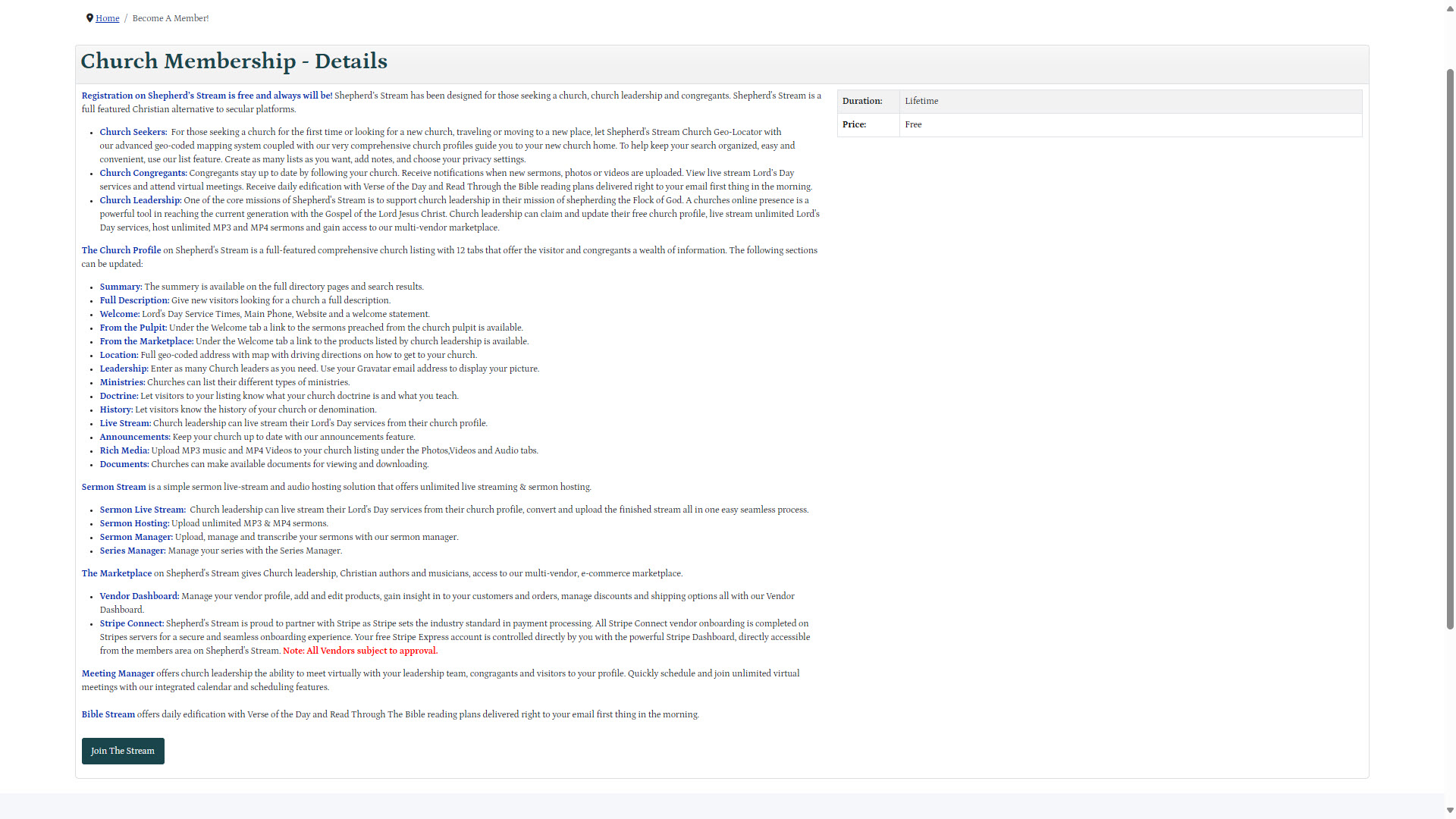 Registration Form on Shepherd's Stream